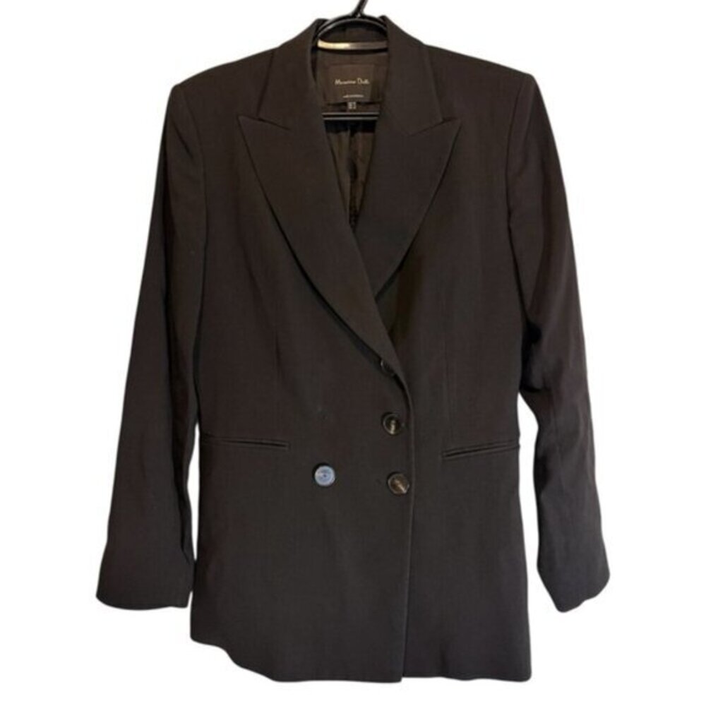 Massimo Dutti Black Tailored Blazer Made in Portugal size 8